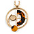 Geometric Tortoise Shell Effect Pendant with Gold Tone Chain Necklace - 72cm L/ 7cm Ext/ 8cm Pendant