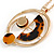 Geometric Tortoise Shell Effect Pendant with Gold Tone Chain Necklace - 72cm L/ 7cm Ext/ 8cm Pendant - view 4