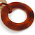 Large Matte Gold Tone, Brown Tortoise Shell Effect Double Circle Pendant with Gold Tone Chain - 76cm L/ 7cm Ext/ 10cm Pendant - view 6