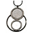 Multi Circle Crystal with Silver Glitter Effect Pendant with Long Black Tone Chain - 80cm L/ 7cm Ext/ 6cm Pendant