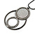 Multi Circle Crystal with Silver Glitter Effect Pendant with Long Black Tone Chain - 80cm L/ 7cm Ext/ 6cm Pendant - view 4