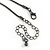 Multi Circle Crystal with Silver Glitter Effect Pendant with Long Black Tone Chain - 80cm L/ 7cm Ext/ 6cm Pendant - view 6