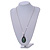 Victorian Style Green Aventurine Oval Pendant with Silver Tone Chain - 70cm Long - view 2