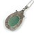 Victorian Style Green Aventurine Oval Pendant with Silver Tone Chain - 70cm Long - view 7