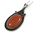 Victorian Style Brown Goldstone Oval Pendant with Silver Tone Chain - 70cm Long - view 4