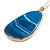 Unique Oval Blue Agate Semiprecious Stone Pendant with Gold Tone Chain - 70cm Long - view 4
