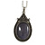 Victorian Style Blue Goldstone Oval Pendant with Silver Tone Chain - 70cm Long - view 2