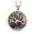 Round Amethyst Stone Tree Of Life Pendant with Silver Tone Chain - 70cm Long - view 2