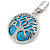 Round Turquoise Stone Tree Of Life Pendant with Silver Tone Chain - 70cm Long - view 5
