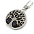 Long Dark Blue Goldstone Tree Of Life Pendant with Silver Tone Chain - 70cm - view 3