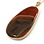 Unique Oval Brown Agate Semiprecious Stone Pendant with Gold Tone Chain - 70cm Long - view 5