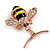 Small Cute 'Bee' Pendant Necklace In Rose Gold Tone Metal - 40cm Length & 4cm Extension - view 4