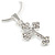 Small Clear Crystal Cross Pendant with Snake Type Chain In Silver Tone - 44cm L/ 4cm Ext - view 5