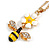 Cute Crystal Enamel Flower and Bee Pendant with Gold Tone Chain - 44cm Long - view 3