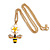 Cute Crystal Enamel Flower and Bee Pendant with Gold Tone Chain - 44cm Long - view 4