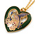 Multicoloured Enamel Heart Pendant with Gold Tone Chain - 44cm L/ 5cm Ext - view 2