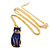 Blue Enamel Cat Pendant with Gold Tone Chain - 44cm L/ 5cm Ext - view 2
