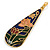 Multicoloured Enamel Teardrop Pendant with Gold Tone Chain - 44cm L/ 5cm Ext - view 2