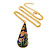 Multicoloured Enamel Teardrop Pendant with Gold Tone Chain - 44cm L/ 5cm Ext - view 3
