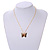Small Butterfly Pendant with Gold Tone Chain in Green/ Orange/ Red Enamel - 44cm L/ 5cm Ext - view 3