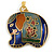 Multicoloured Enamel Elephant Pendant with Gold Tone Chain - 44cm L/ 5cm Ext