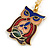 Multicoloured Enamel Owl Pendant with Gold Tone Chain - 44cm L/ 5cm Ext - view 2
