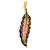 Multicoloured Enamel Leaf Pendant with Gold Tone Chain - 44cm L/ 5cm Ext