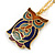 Multicoloured Enamel Owl Pendant with Gold Tone Chain - 44cm L/ 5cm Ext - view 4