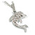 25mm Tall/ Small Crystal Dolphin Pendant with Chain in Silver Tone - 40cm L/ 4cm Ext - view 7
