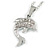 25mm Tall/ Small Crystal Dolphin Pendant with Chain in Silver Tone - 40cm L/ 4cm Ext - view 8