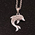 25mm Tall/ Small Crystal Dolphin Pendant with Chain in Silver Tone - 40cm L/ 4cm Ext - view 5