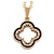 20mm Wide/ Four Petal Crystal Open Flower Pendant with Chain in Gold Tone - 42cm L/ 5cm Ext