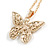 Gold Tone Clear Crystal Butterfly Pendant with Gold Tone Chain - 42cm L/ 4cm Ext - view 5