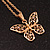 Gold Tone Clear Crystal Butterfly Pendant with Gold Tone Chain - 42cm L/ 4cm Ext - view 7