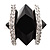 Square Cut Jet Crystal Fashion Ring - view 3