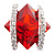 Square Cut Bright Red Crystal Fashion Ring - view 2