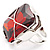 Twisted Rectangular Ruby Red Cocktail Ring