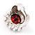 Large Ruby Red Flower Cocktail Ring - view 3