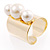 Gold Wide Band Faux Pearl Ring - view 2