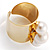 Gold Wide Band Faux Pearl Ring - view 3
