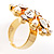 Simulated Pearl Crystal Gold Cocktail Ring - view 2