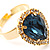 Pear-Cut Navy Blue Crystal Ring - view 10