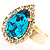 Pear-Cut Turquoise Coloured Crystal Ring - view 12