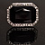 Large Jet-Black Crystal Silver-Tone Rectangular Fashion Cocktail Ring - view 2