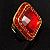 Red Crystal Square Fashion Cocktail Ring