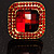 Red Crystal Square Fashion Cocktail Ring - view 2
