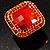 Red Crystal Square Fashion Cocktail Ring - view 6