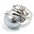 Floral Ash Gray Faux Pearl Ring - view 2