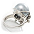 Floral Ash Gray Faux Pearl Ring - view 5