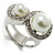 Rhodium Plated Faux Pearl Crystal Accent Ring (Snow White)